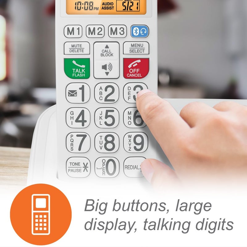 VTech SN5147 Amplified Corded/Cordless Senior Phone with Answering Machine and Call Blocking - Image 3
