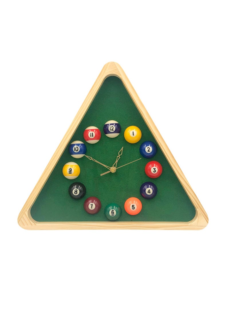 Yuanhe Yuanhe Billiards Pool Ball Clock  14Inch Triangle Pool Table Cool Wall Clock with Solid Wood FrameGreat for Billiards RoomPool RoomGame RoomBar 