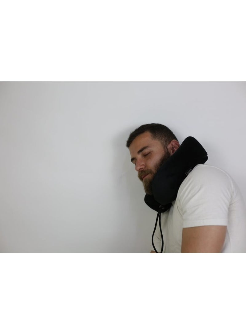 HT Memory Foam Travel Neck Pillow, Black - Image 4