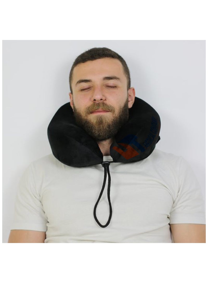 HT Memory Foam Travel Neck Pillow, Black - Image 3