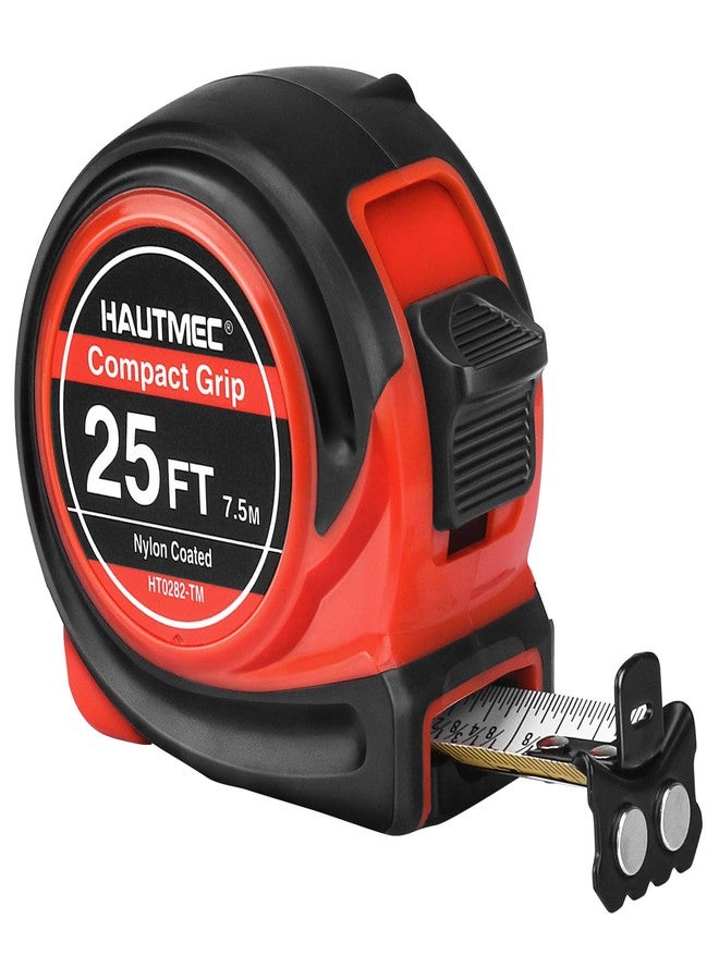 HAUTMEC شريط قياس HAUTMEC بطول 25 قدمًا مع علامات كسرية 1/8 مقياس متري/إمبراطوري مزدوج بخطاف مغناطيسي، شريط قياس للبناء والنجارة والمشاريع المنزلية HT0282-TM - Image 1
