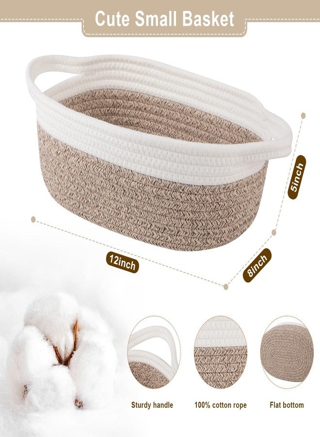 OIAHOMY Gift Basket Empty with Handle, 12"x 8"x 5" Small Woven Basket with Gift Bag, Ribbon and Wrap Tissue Paper, Dog Toy Storage for Organizing - Brown & White - Image 3