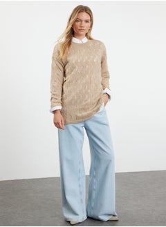 trendyol Mink Openwork/Hole Knitwear Sweater TCTAW25AK00019  - Image 1