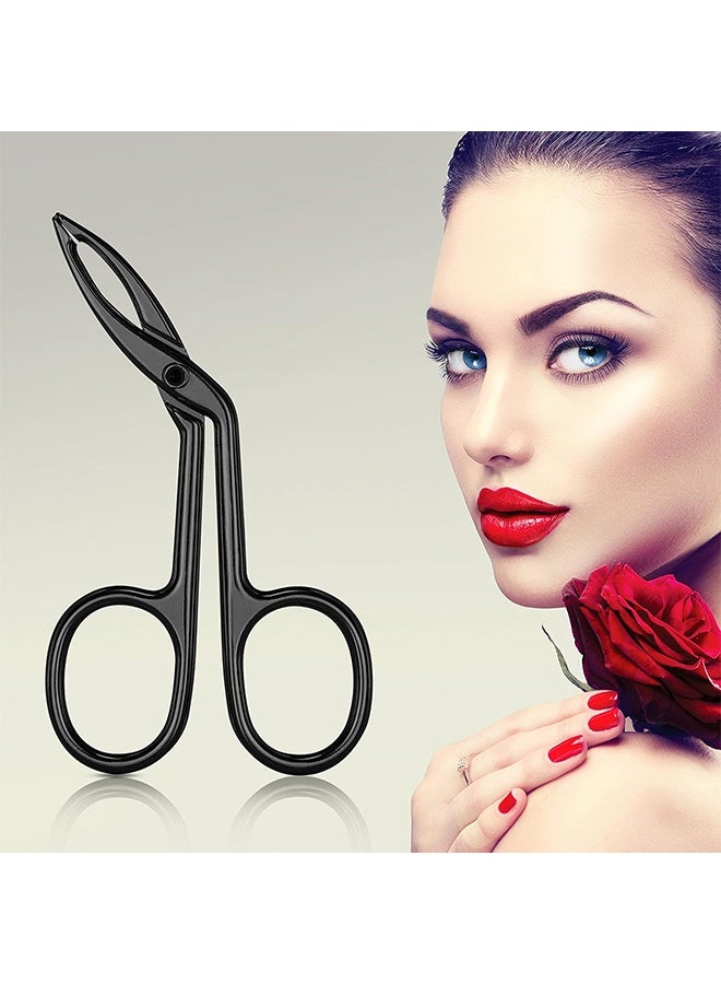 2 Pack Professional Stainless Steel Eyebrow Scissor and Tweezer Grooming Kit, Precision Flat Straight & Slanted Tip Facial Hair Plucker with Non-Slip Handle, Multi-Use Hair Removal Tool for Eyebrows, Nose Hair, Wig Adjustment and Fine Hair Trimming, Portable Personal Beauty Care Tool for Home and Travel Use, Suitable for Women and Men, Black - Image 5