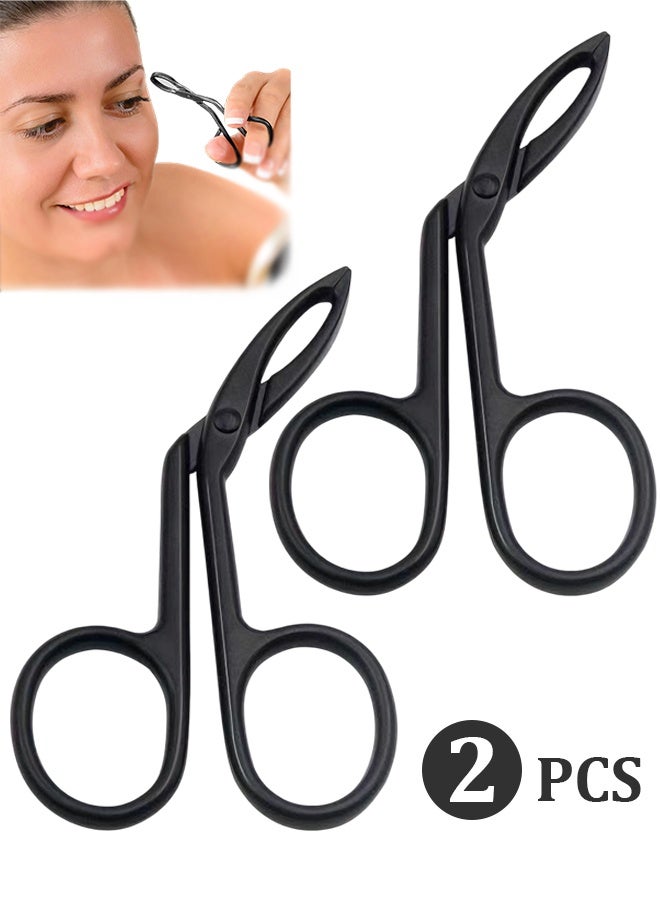 2 Pack Professional Stainless Steel Eyebrow Scissor and Tweezer Grooming Kit, Precision Flat Straight & Slanted Tip Facial Hair Plucker with Non-Slip Handle, Multi-Use Hair Removal Tool for Eyebrows, Nose Hair, Wig Adjustment and Fine Hair Trimming, Portable Personal Beauty Care Tool for Home and Travel Use, Suitable for Women and Men, Black - Image 1