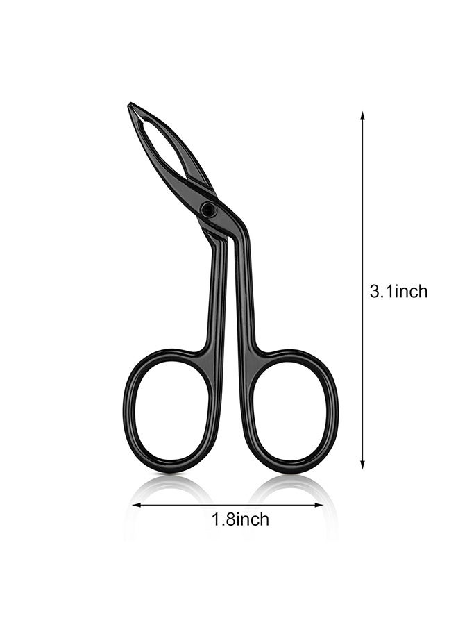 2 Pack Professional Stainless Steel Eyebrow Scissor and Tweezer Grooming Kit, Precision Flat Straight & Slanted Tip Facial Hair Plucker with Non-Slip Handle, Multi-Use Hair Removal Tool for Eyebrows, Nose Hair, Wig Adjustment and Fine Hair Trimming, Portable Personal Beauty Care Tool for Home and Travel Use, Suitable for Women and Men, Black - Image 2