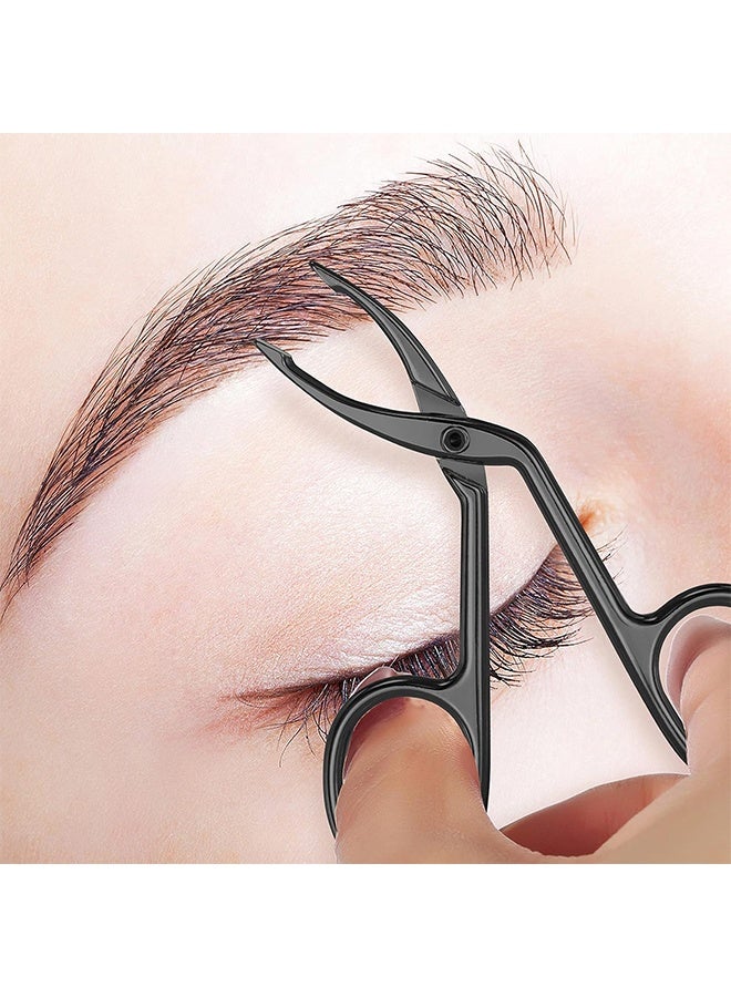 2 Pack Professional Stainless Steel Eyebrow Scissor and Tweezer Grooming Kit, Precision Flat Straight & Slanted Tip Facial Hair Plucker with Non-Slip Handle, Multi-Use Hair Removal Tool for Eyebrows, Nose Hair, Wig Adjustment and Fine Hair Trimming, Portable Personal Beauty Care Tool for Home and Travel Use, Suitable for Women and Men, Black - Image 4