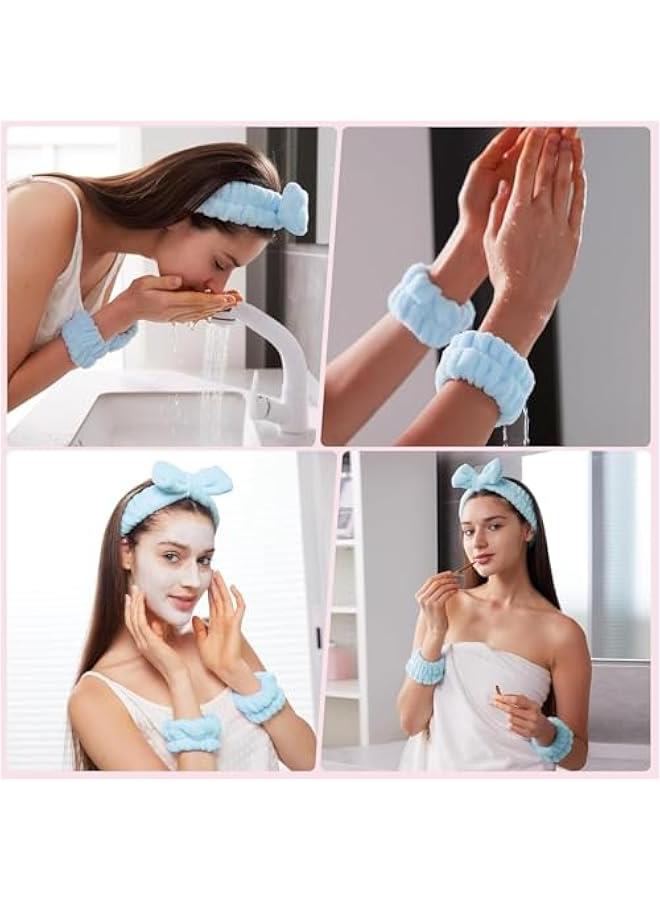 HOOKOR Head Band for Face Wash, Spa Headband and Wristband Set for Washing Face, Facial Mask, Makeup and Skin Care, Gifts for Women and Teen Girl Gifts Trendy Stuff, Blue - Image 3