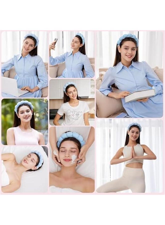 HOOKOR Head Band for Face Wash, Spa Headband and Wristband Set for Washing Face, Facial Mask, Makeup and Skin Care, Gifts for Women and Teen Girl Gifts Trendy Stuff, Blue - Image 4