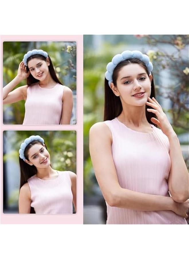 HOOKOR Head Band for Face Wash, Spa Headband and Wristband Set for Washing Face, Facial Mask, Makeup and Skin Care, Gifts for Women and Teen Girl Gifts Trendy Stuff, Blue - Image 5