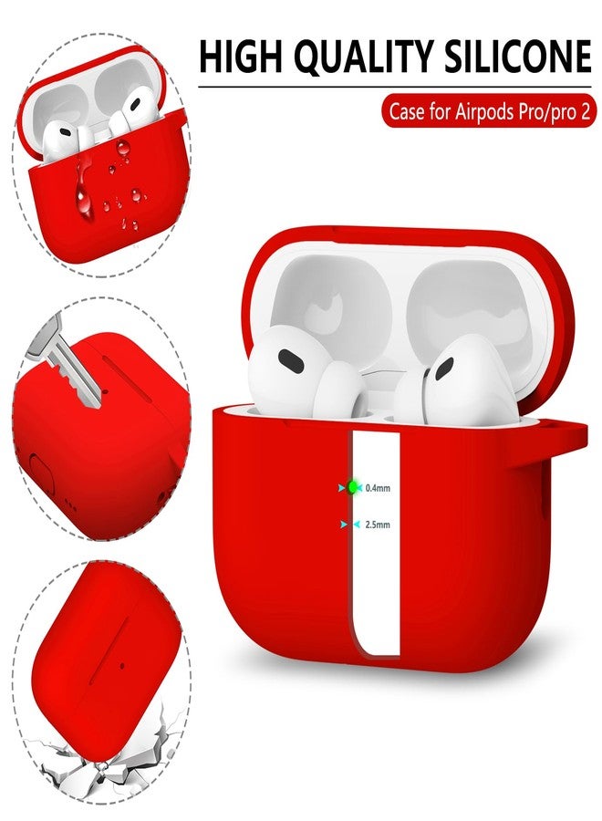 Ljusmicker AirPods Pro Case Cover with Cleaner Kit,Soft Silicone Protective Case for Apple AirPod Pro 2nd/1st Generation Case for Women Men,AirPods Pro 2 Case Accessories with Keychain-Deep Red - Image 4