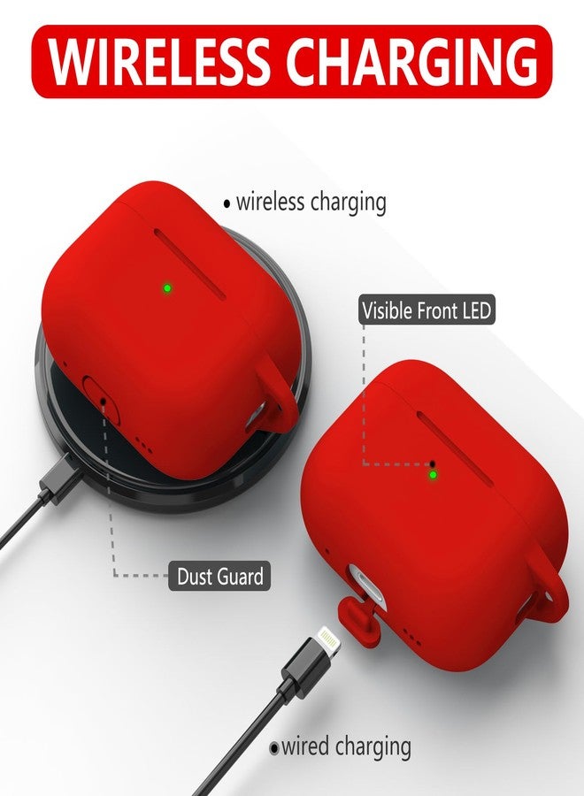 Ljusmicker AirPods Pro Case Cover with Cleaner Kit,Soft Silicone Protective Case for Apple AirPod Pro 2nd/1st Generation Case for Women Men,AirPods Pro 2 Case Accessories with Keychain-Deep Red - Image 5