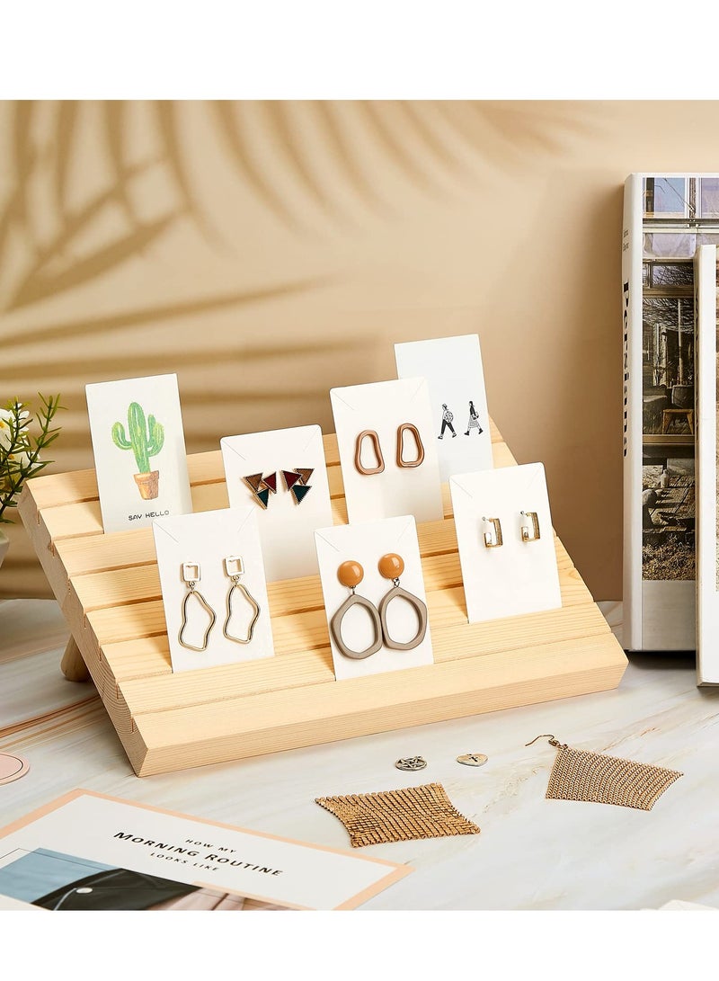 SYOSI Earring Display Stand Wooden Business Card Holder Rustic Wood Earring Card Display Jewelry Displays Earring Cardboard for Selling Earring Jewelry Organizer Displaying Photos Business Card Wood - Image 2