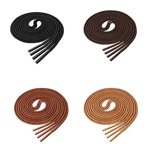 Lify Waxed Cotton Extra Thin Round Unisex Shoelaces for Formal, Dress, Oxford Shoes, Black, Teak, Tan & Coffee (4 Pair, Each 80CM (31.5'')) - Image 1