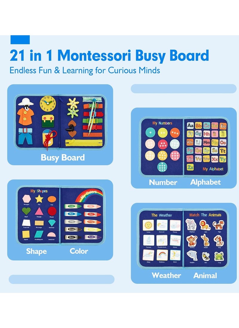 21in1 Montessori Toys for 2 Year Old Boy Birthday Gift - Preschool Learning Activities Toddlers Boy Toys 2-3 with Life Skills,Alphabet,Number,Shape,Color,Animal,Weathe  - Image 2