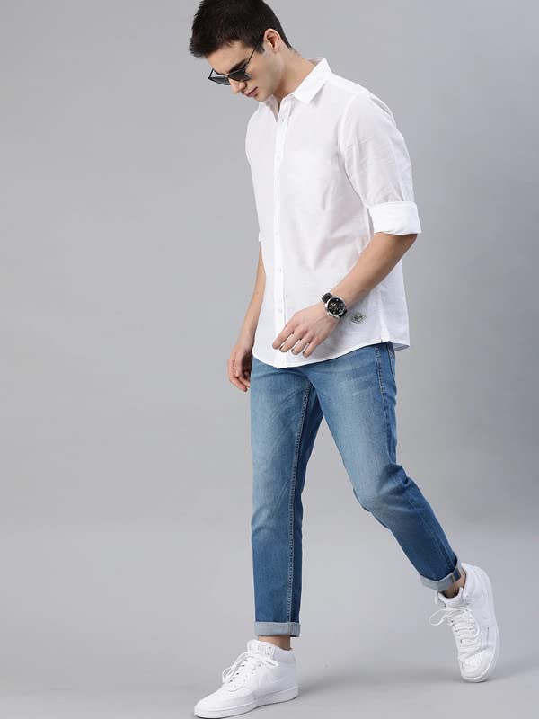 U Turn U-TURN Men's Cotton Casual Slim Fit Shirt (Pack of 3) White - Image 4