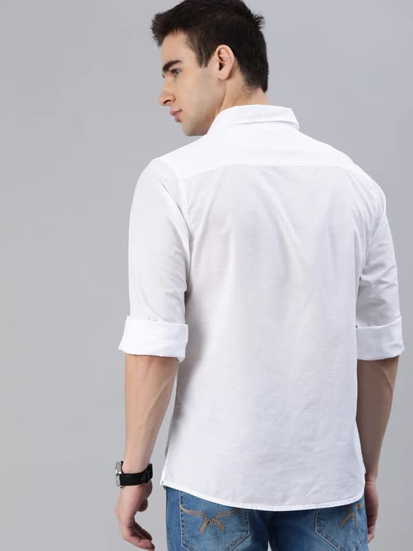 U Turn U-TURN Men's Cotton Casual Slim Fit Shirt (Pack of 3) White - Image 3