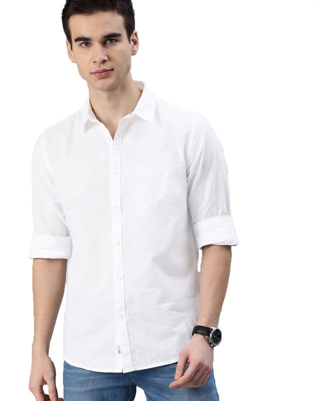 U Turn U-TURN Men's Cotton Casual Slim Fit Shirt (Pack of 3) White - Image 1