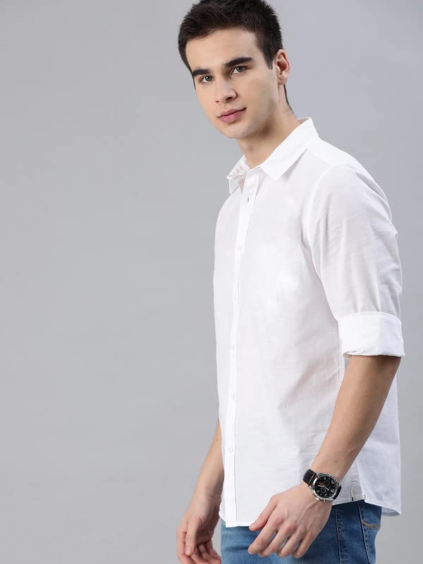 U Turn U-TURN Men's Cotton Casual Slim Fit Shirt (Pack of 3) White - Image 2