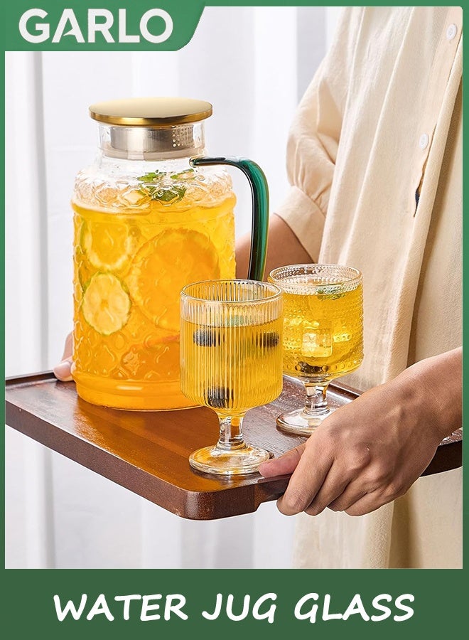 Garlo Water Jug Glass Pitcher with Lid, 1.8L Water Glass for Cold Brew, Clear Borosilicate Glass Jug with Handle for Fridge, Jug for Iced Tea, Coffee, Borosilicate Glass Carafe for Hot/Cold - Image 2