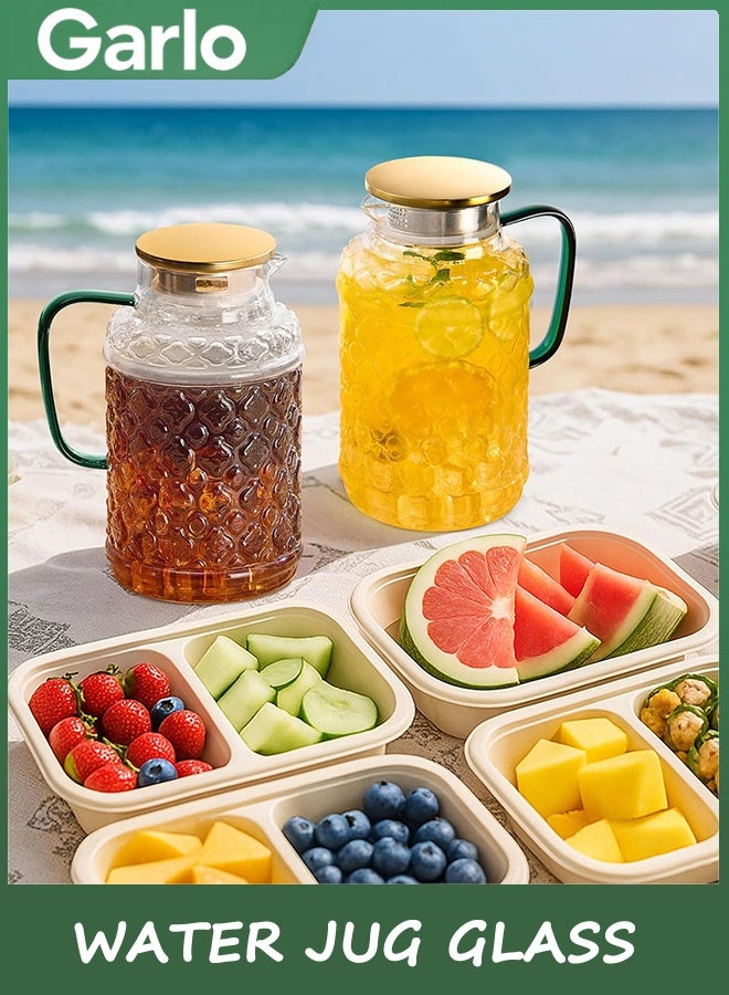 Garlo Water Jug Glass Pitcher with Lid, 1.8L Water Glass for Cold Brew, Clear Borosilicate Glass Jug with Handle for Fridge, Jug for Iced Tea, Coffee, Borosilicate Glass Carafe for Hot/Cold - Image 4
