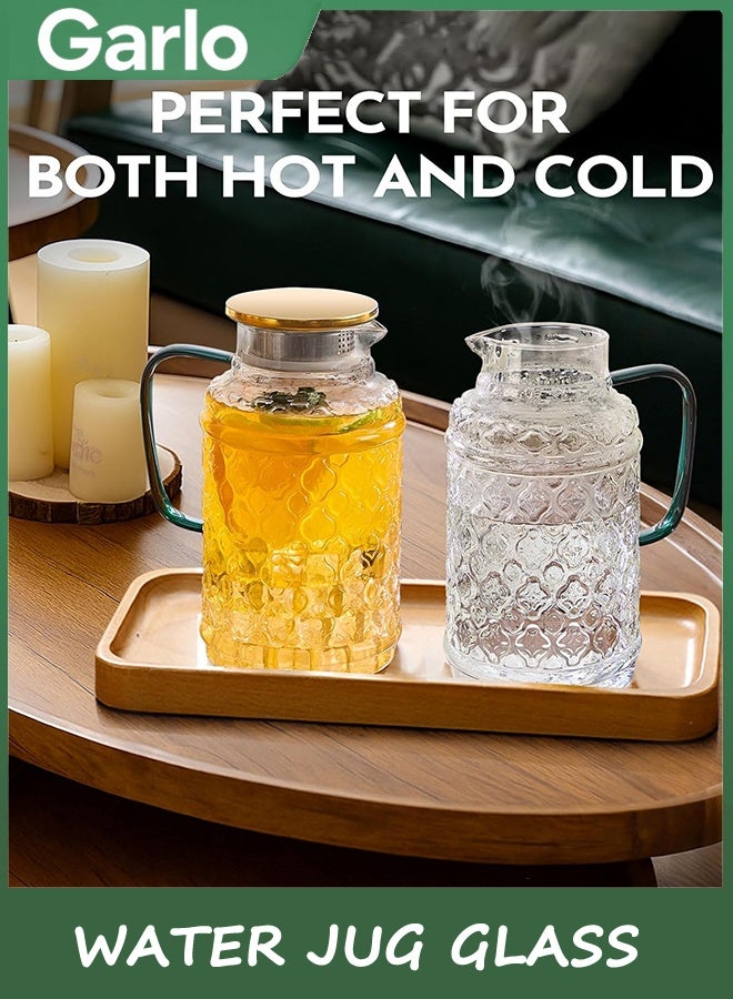 Garlo Water Jug Glass Pitcher with Lid, 1.8L Water Glass for Cold Brew, Clear Borosilicate Glass Jug with Handle for Fridge, Jug for Iced Tea, Coffee, Borosilicate Glass Carafe for Hot/Cold - Image 3