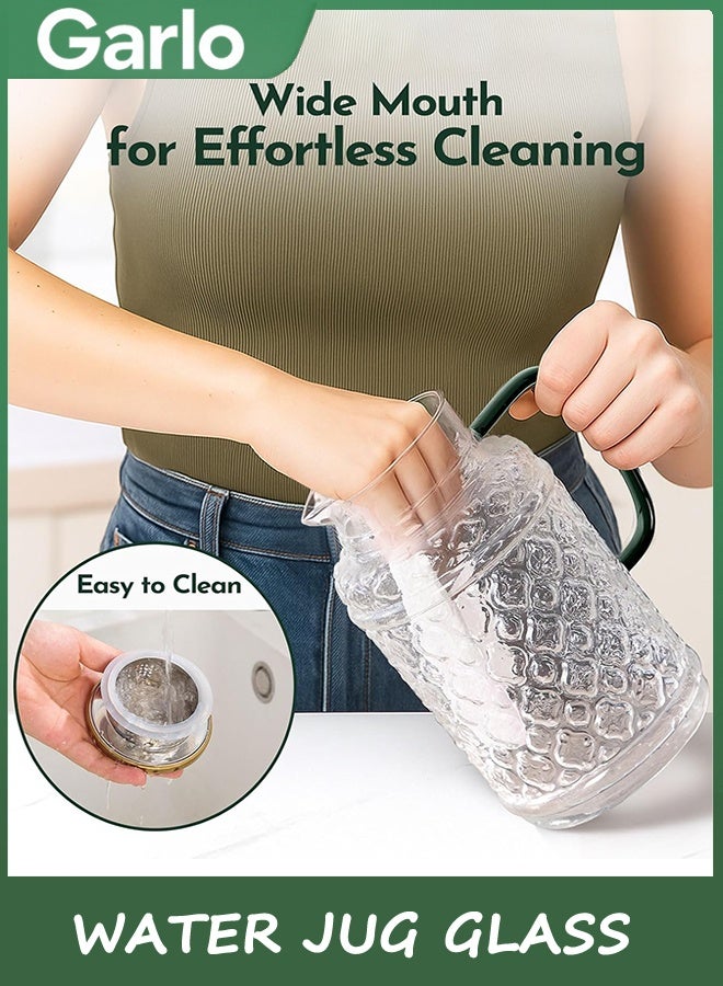 Garlo Water Jug Glass Pitcher with Lid, 1.8L Water Glass for Cold Brew, Clear Borosilicate Glass Jug with Handle for Fridge, Jug for Iced Tea, Coffee, Borosilicate Glass Carafe for Hot/Cold - Image 5