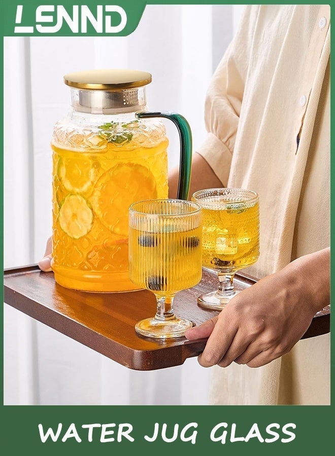 LENND Water Jug Glass Pitcher with Lid, 1.8L Water Glass for Cold Brew, Clear Borosilicate Glass Jug with Handle for Fridge, Jug for Iced Tea, Coffee, Borosilicate Glass Carafe for Hot/Cold - Image 2