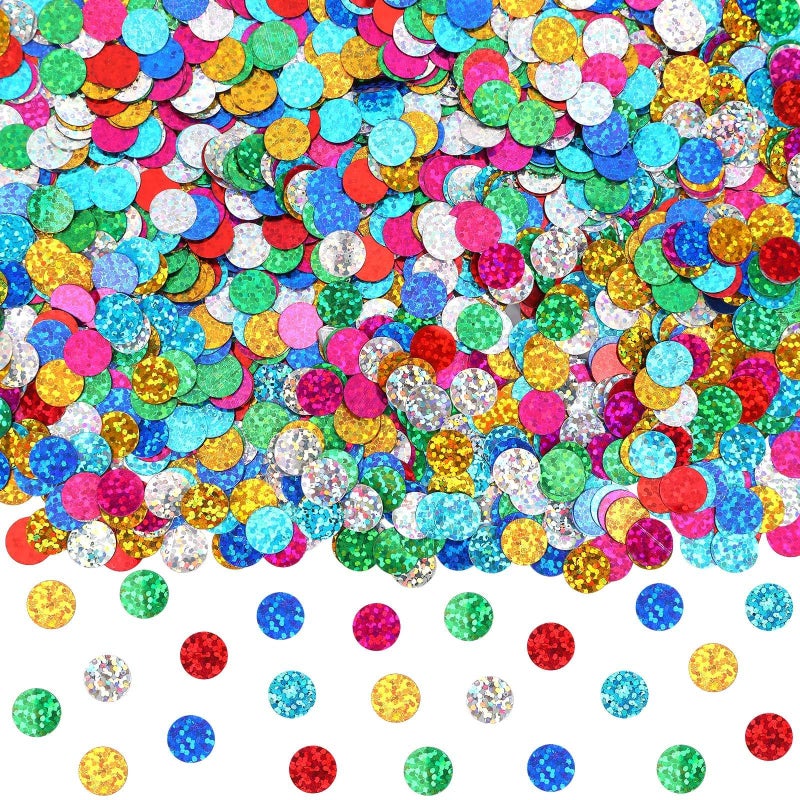 MARFOREVER Multicolor Sparkle Foil Confetti, Glitter Round Confetti Birthday Scatter Table Metallic Sequin Sprinkles Circle Dots for Baby Shower Wedding Christmas Valentine Party Decorations - Image 1