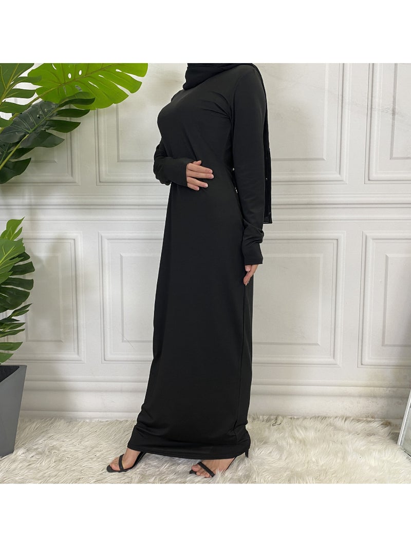 إسكدنيا Mock Neck Casual Abaya, Soft Breathable Long Sleeve Women Abaya Dress, Long Lasting Comfortable Normal Muslim Women Islamic Dress for Prayer, Daily Wear, Occasion Wear, ( Size XXL, White) - Image 3