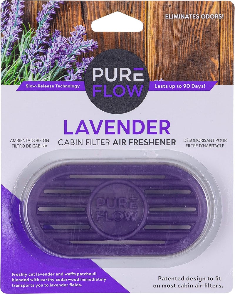 Pureflow Cabin Filter Air Freshener with Odor Eliminator – Fits on Most Car, Truck, and SUV Cabin Air Filters - Lavender (1 Pack) - Image 1
