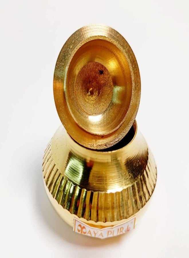 MAYAPURI Handmade Pital Sindur Dani | Sindoor Dibbi/Kumkum Box, Golden - Image 2