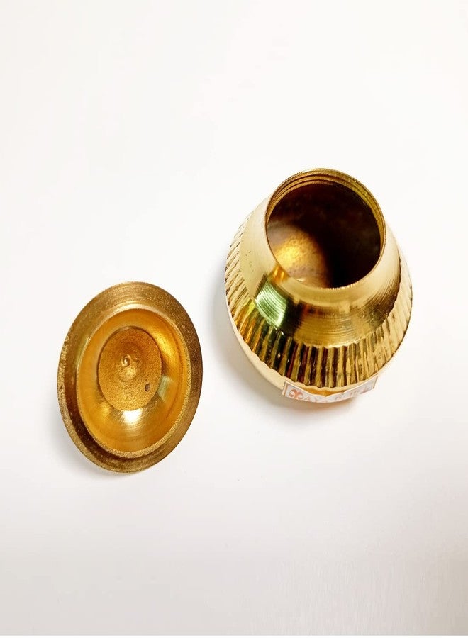 MAYAPURI Handmade Pital Sindur Dani | Sindoor Dibbi/Kumkum Box, Golden - Image 4