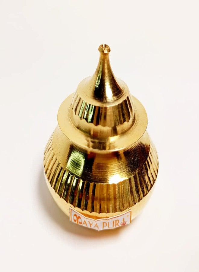 MAYAPURI Handmade Pital Sindur Dani | Sindoor Dibbi/Kumkum Box, Golden - Image 1