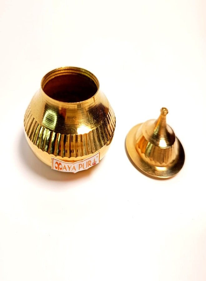 MAYAPURI Handmade Pital Sindur Dani | Sindoor Dibbi/Kumkum Box, Golden - Image 3