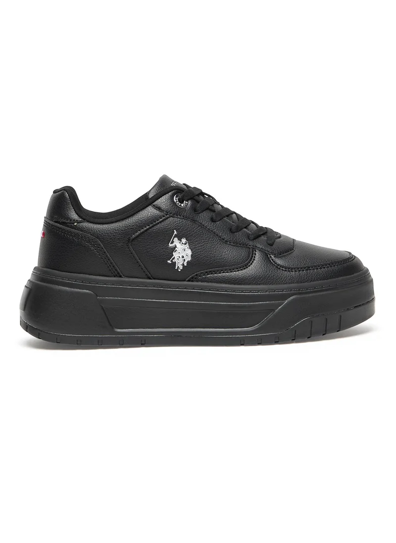 U.S. Polo Assn. Women's Stylish Black Low-Top Casual Sneakers - Chunky Outsole With Foam Padding, Lace-Up Design for Everyday Style