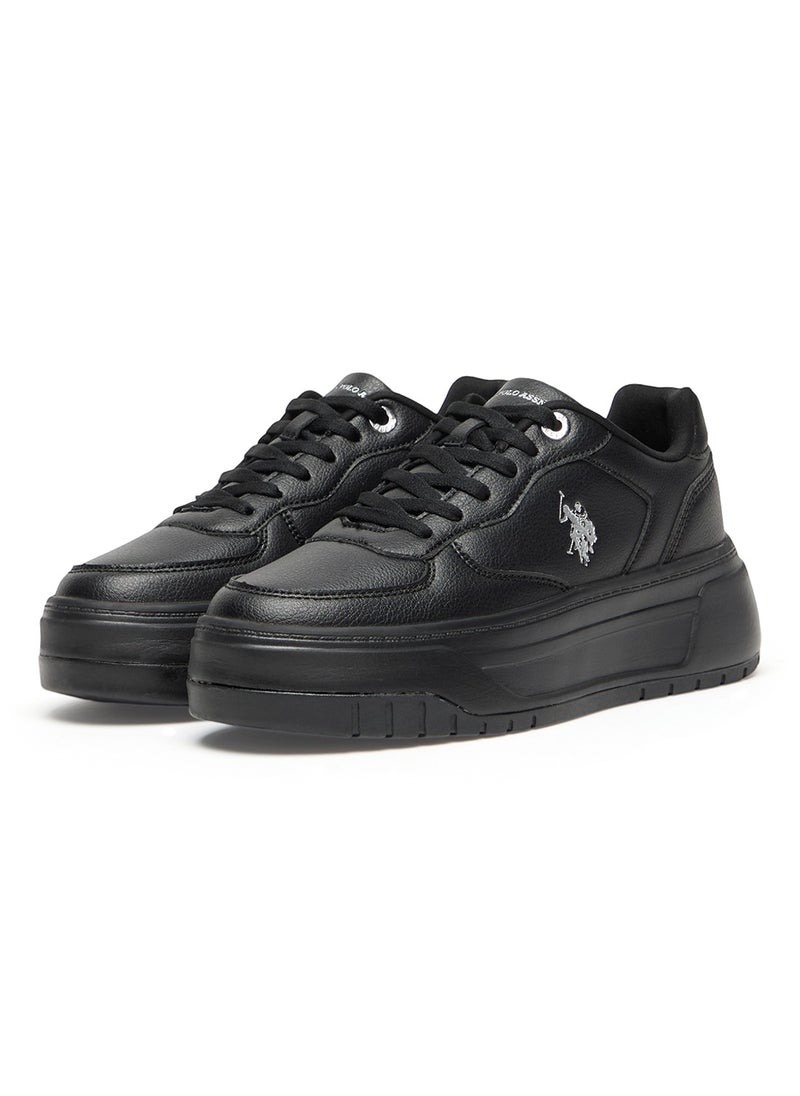 U.S. Polo Assn. Women's Stylish Black Low-Top Casual Sneakers - Chunky Outsole With Foam Padding, Lace-Up Design for Everyday Style  - Image 3
