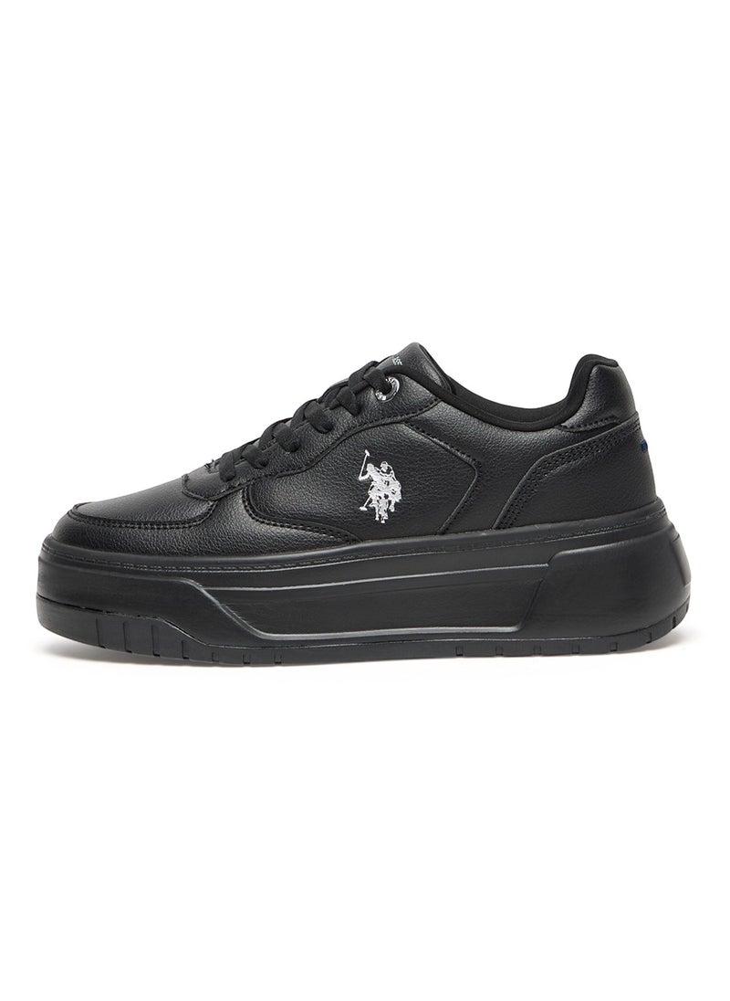 U.S. Polo Assn. Women's Stylish Black Low-Top Casual Sneakers - Chunky Outsole With Foam Padding, Lace-Up Design for Everyday Style  - Image 2