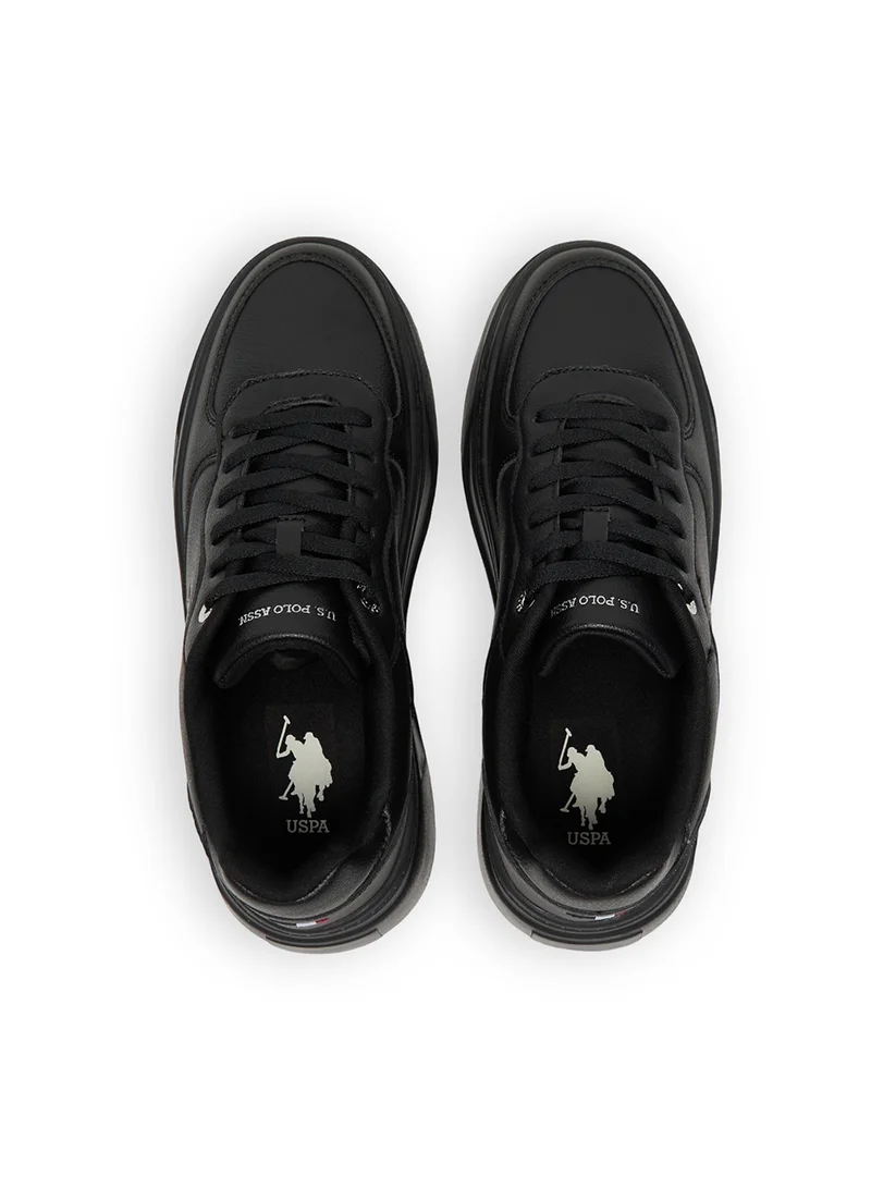 U.S. Polo Assn. Women's Stylish Black Low-Top Casual Sneakers - Chunky Outsole With Foam Padding, Lace-Up Design for Everyday Style