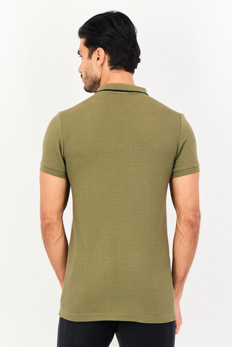 PUMA Men Slim Fit Short Sleeve Ottoman Outdoor Polo Shirt, Dark Olive - Image 4