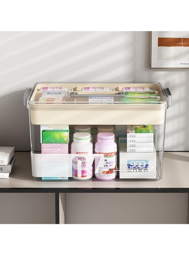 JOMILA Large Capacity Clear Medicine Storage Box with Handle and Sealed Lid, Waterproof Multi-Layer Design for Home and Office Essentials, Transparent Plastic Organizer for Pills, Vitamins, and Supplements, Pill Box for Purse  - Image 2