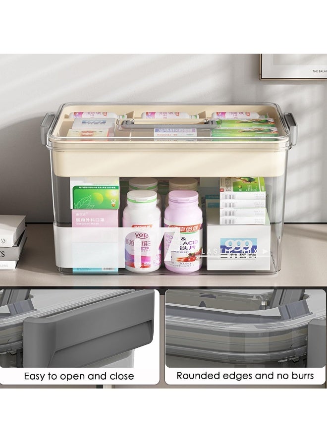 JOMILA Large Capacity Clear Medicine Storage Box with Handle and Sealed Lid, Waterproof Multi-Layer Design for Home and Office Essentials, Transparent Plastic Organizer for Pills, Vitamins, and Supplements, Pill Box for Purse  - Image 3