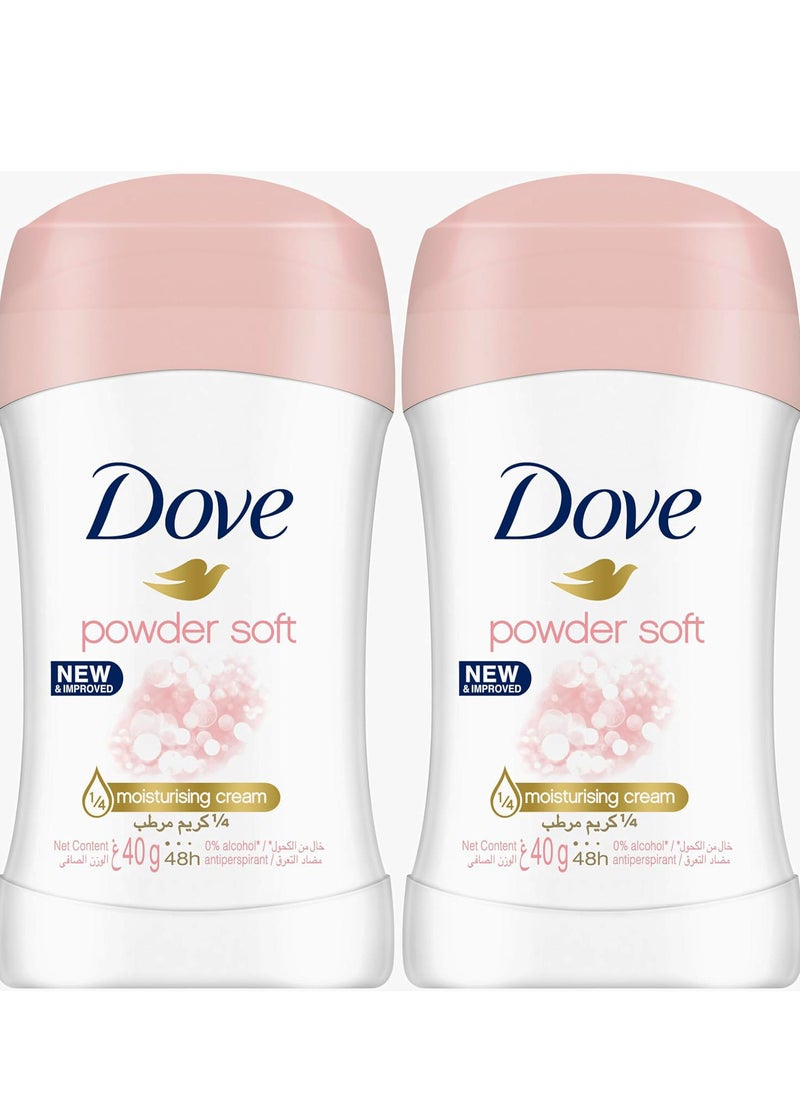 Dove - Pack Of 2 Dove Antiperspirant Stick Powder Soft 40g - Image 1
