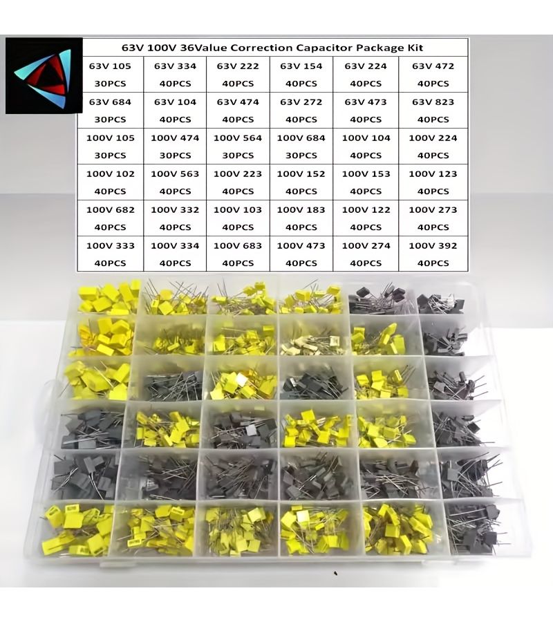 63V 100V Calibration Square Correction Capacitor Box 24 Grids 101J 102 104 105 222 223 472 473 474J 225J - Image 4
