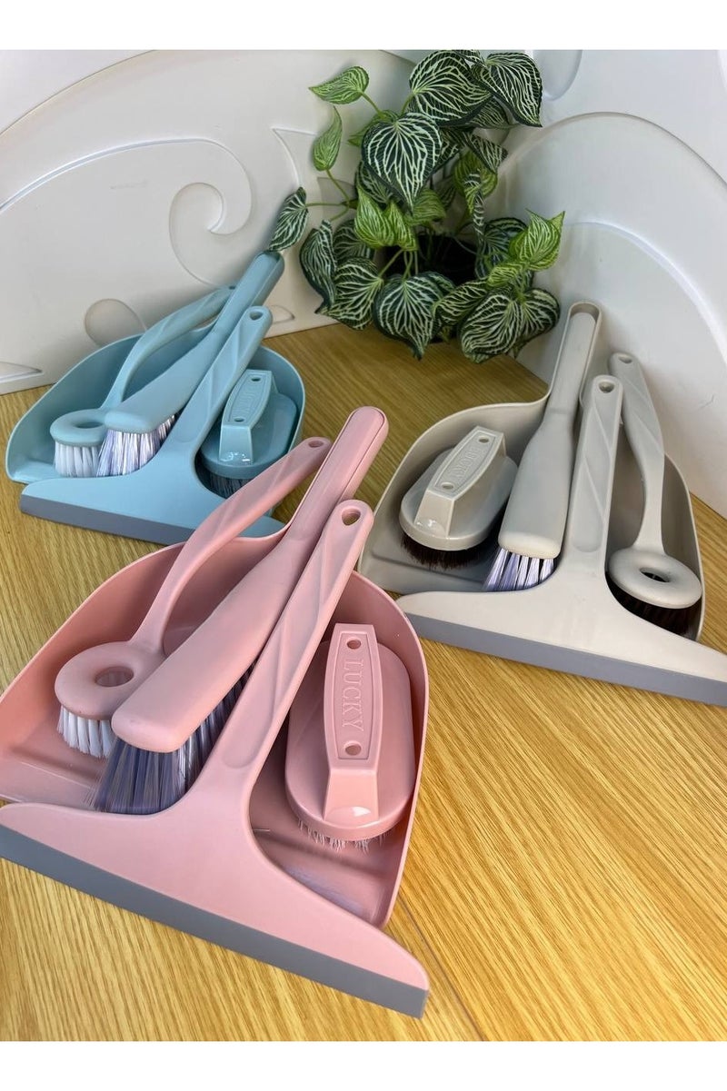 طقم تنظيف منزلي 5 قطع – جاروف + مقشة + فرشة سجاد + فرشة صغيرة + مساحة زجاج – خامة بلاستيك قوية وعملية - Image 1