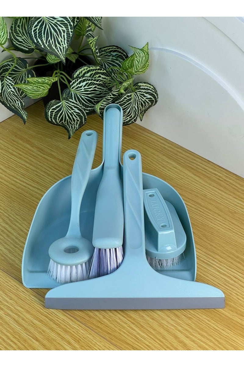 طقم تنظيف منزلي 5 قطع – جاروف + مقشة + فرشة سجاد + فرشة صغيرة + مساحة زجاج – خامة بلاستيك قوية وعملية - Image 3