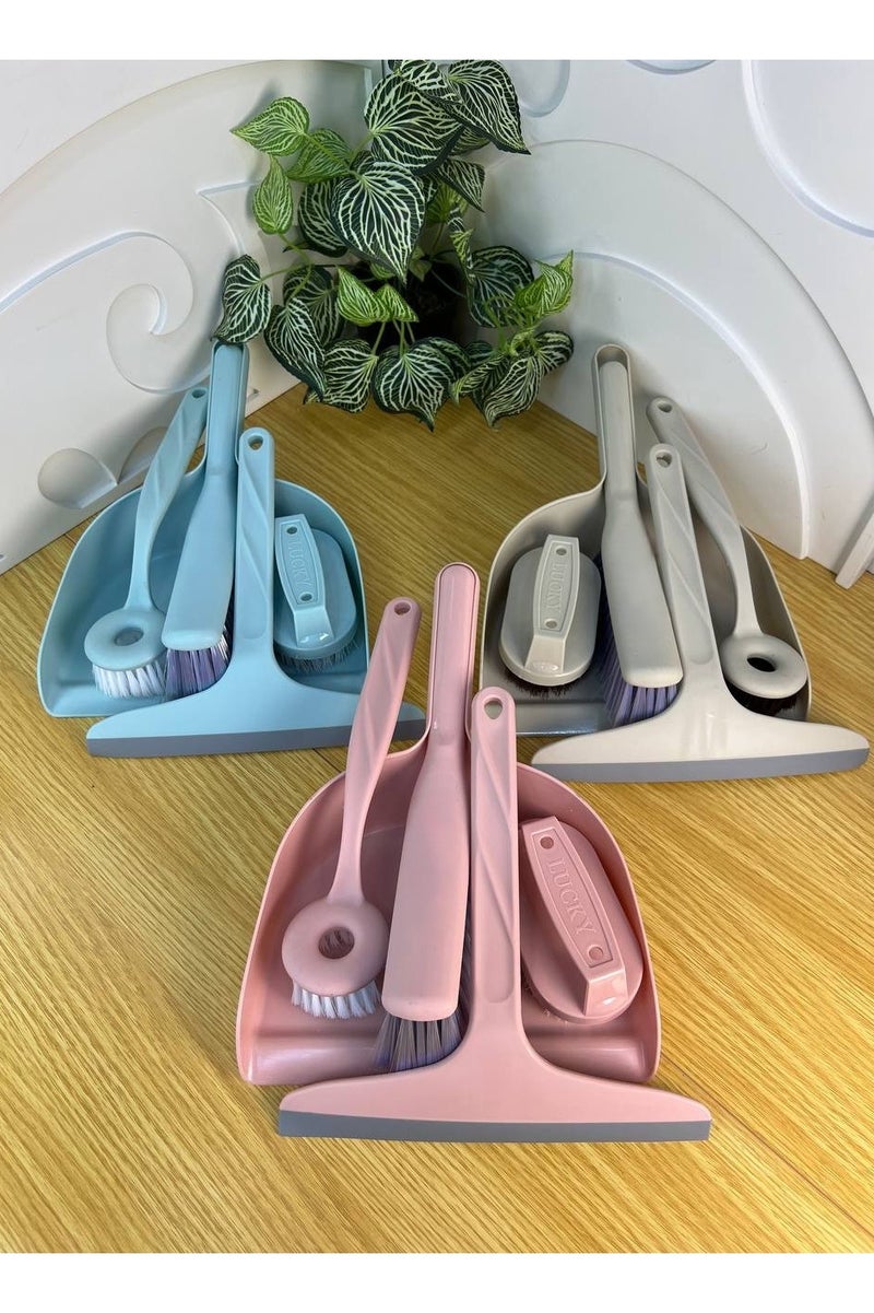 طقم تنظيف منزلي 5 قطع – جاروف + مقشة + فرشة سجاد + فرشة صغيرة + مساحة زجاج – خامة بلاستيك قوية وعملية - Image 2