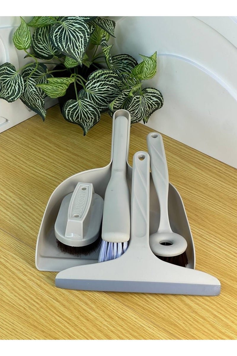 طقم تنظيف منزلي 5 قطع – جاروف + مقشة + فرشة سجاد + فرشة صغيرة + مساحة زجاج – خامة بلاستيك قوية وعملية - Image 4