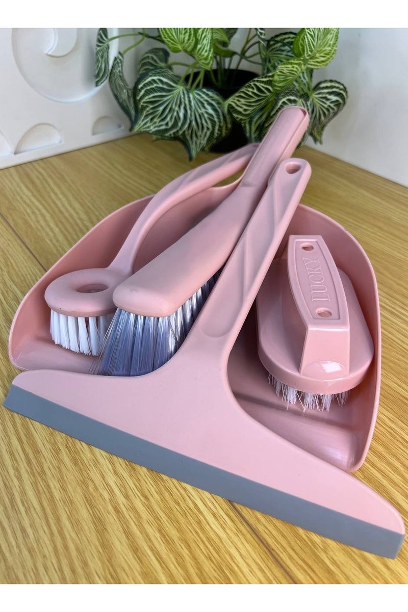 طقم تنظيف منزلي 5 قطع – جاروف + مقشة + فرشة سجاد + فرشة صغيرة + مساحة زجاج – خامة بلاستيك قوية وعملية - Image 5