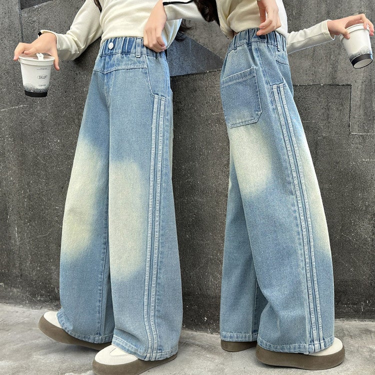 Girls' Jeans Pants Girls' Western Style Girls' Loose Wool Wide Leg Pants - Image 5